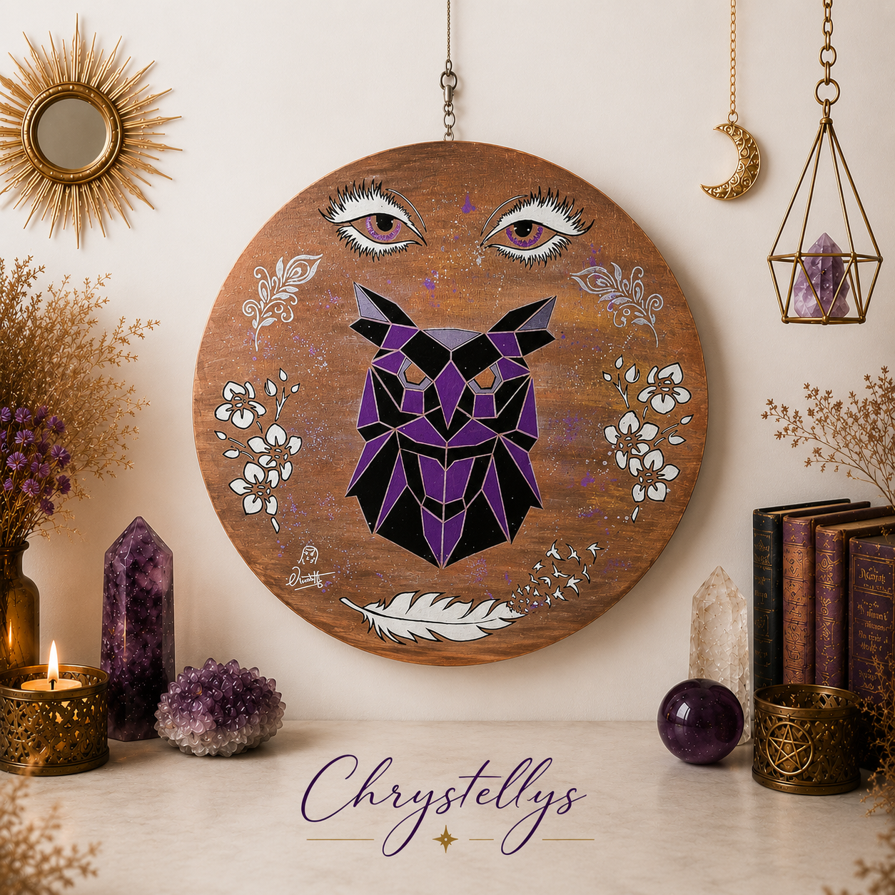 Peinture vibratoire « Chouette Mystique »
